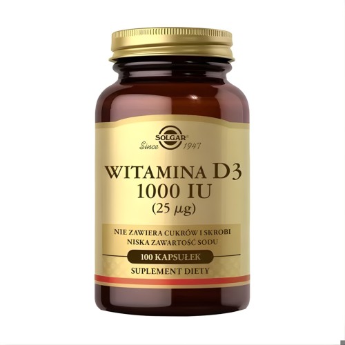 Solgar - Naturalna witamina D3 25 µg 1000 IU - 100 kapsułek